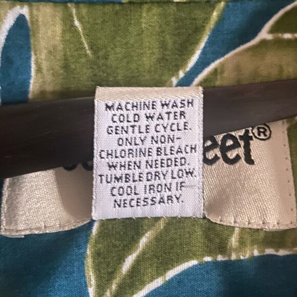 Vintage Cooke Street Hawaiian Shirt Men's XL Aloha Green Blue Palm Frond Print - Picture 5 of 6